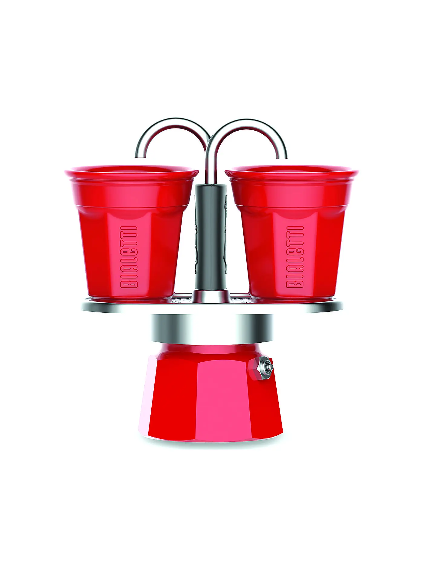 BIALETTI | Mini Express 2 Tassen + 2 Becher rot | 